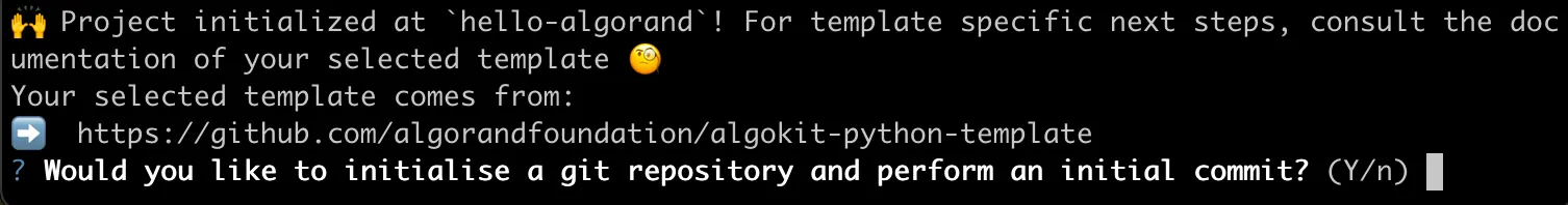 AlgoKit Init: Initialize Git repository