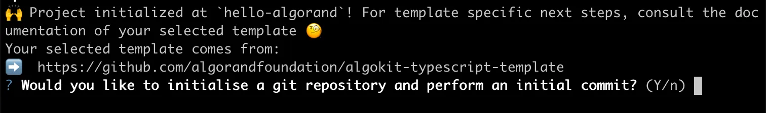 AlgoKit Init: Initialize Git repository