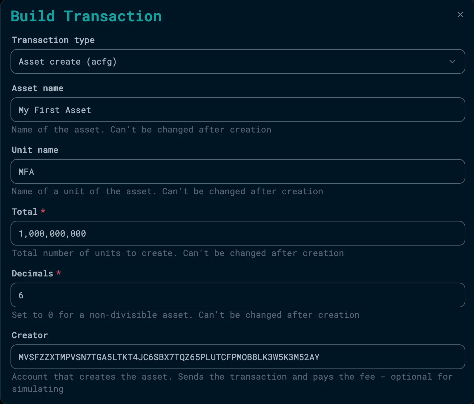 Asset Configuration