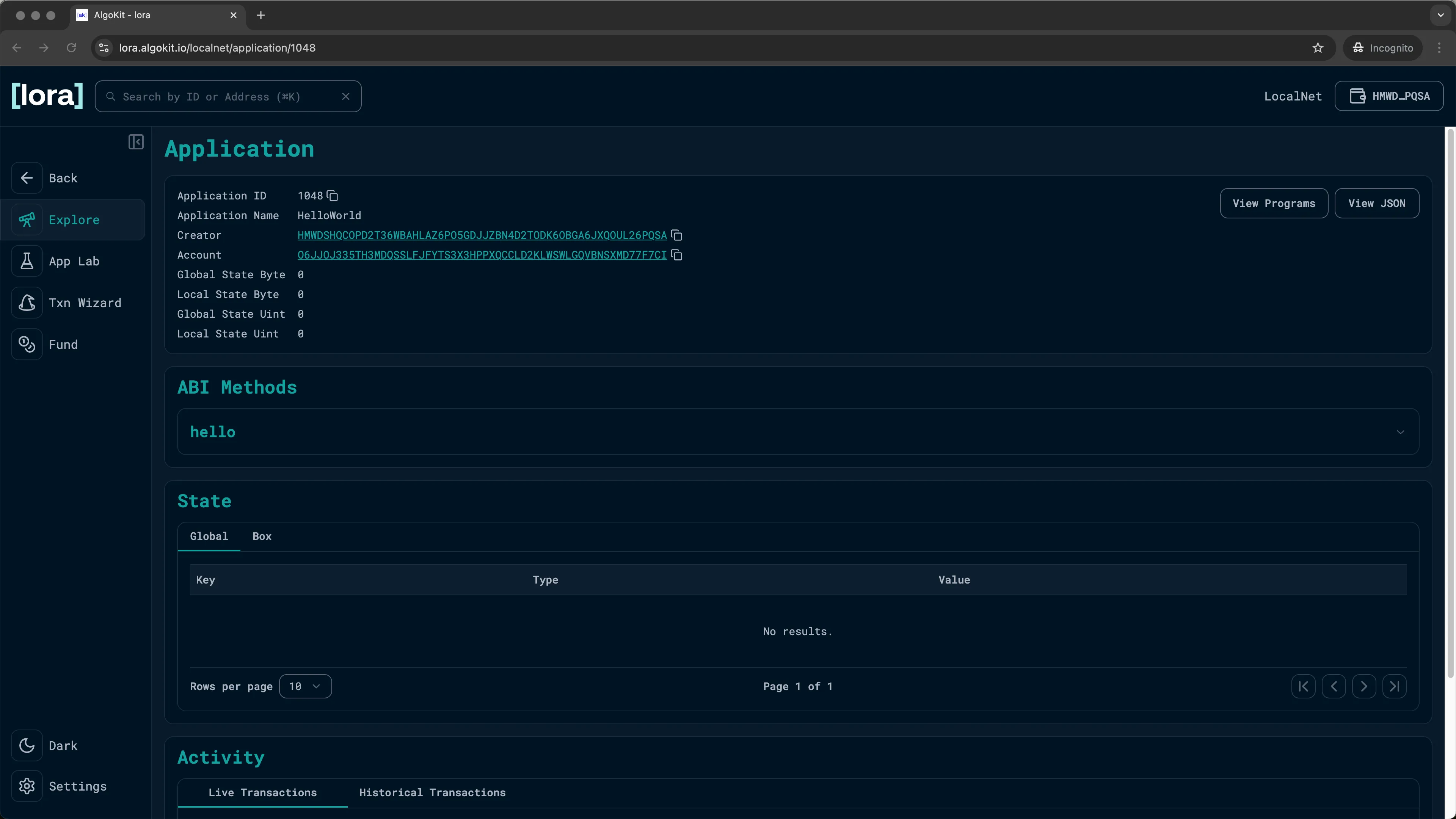 LORA: Inspecting your on-chain app