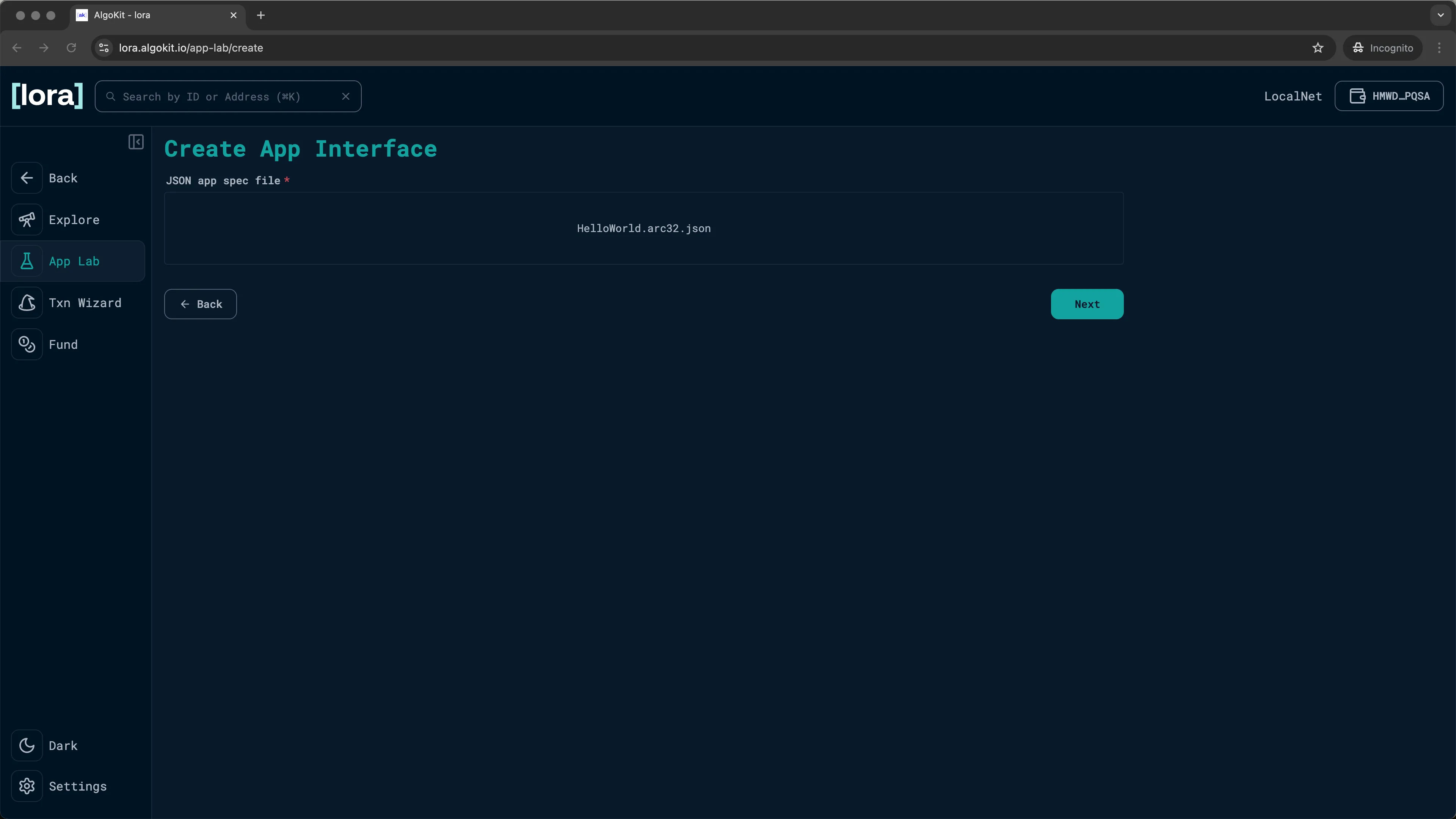 LORA: App spec uploaded successfully